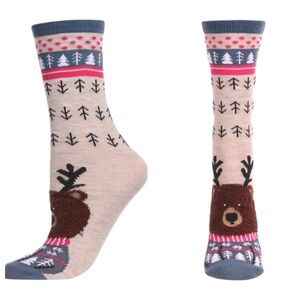 MeMoi Women's Foot Pets Teddy Bear Crew Cozy Critter Socks